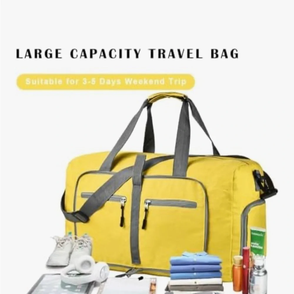DIMAYAR Yellow and Gray Unisex Duffel Travel Bag